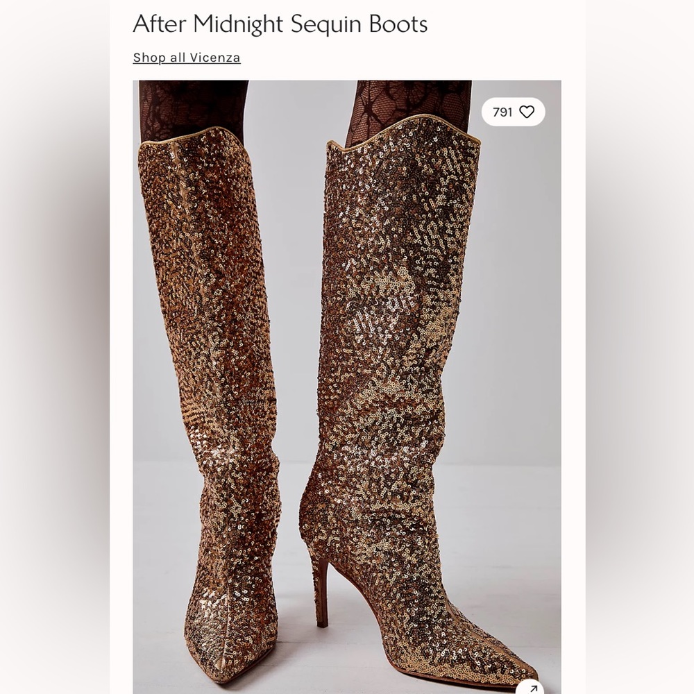Free People After Midnight Sequin Boots - Size 9